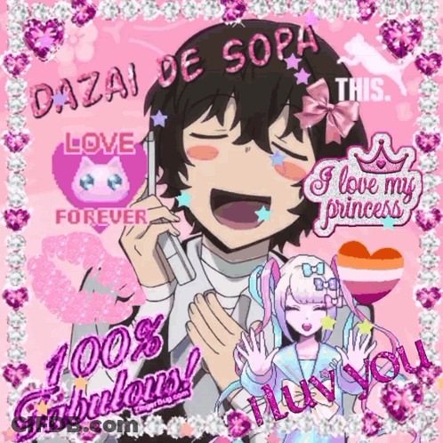 Dazai De Sopa Surrounded By Glitter GIF