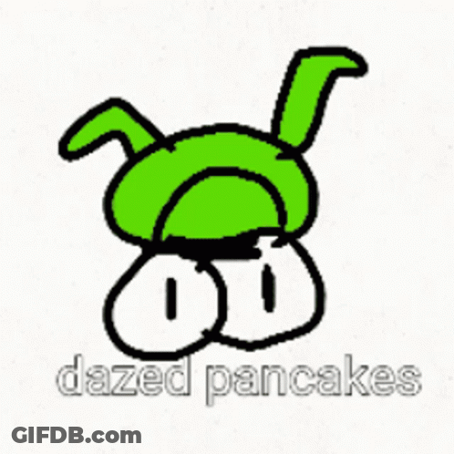 Dazed Pancakes Logo With Green Mushroom GIF