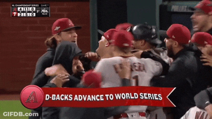 Dbacks Player Celebrating To Advance World Series GIF