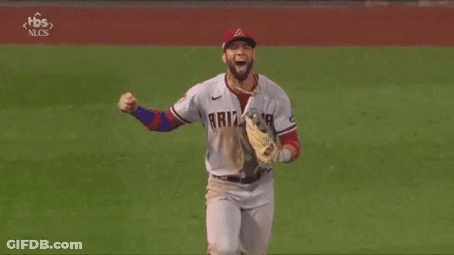 Dbacks Player Running While Holding Up One Fist GIF