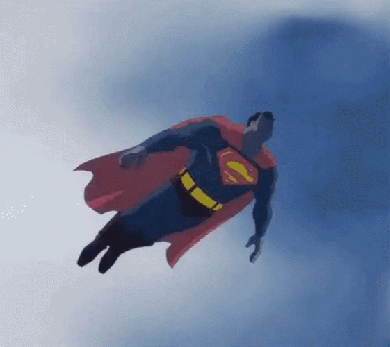 DC Cartoon Superman Flying In Sky GIF