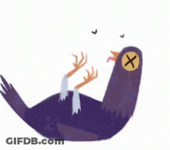 Dead Pigeon With Cross On Face Laying On Back GIF