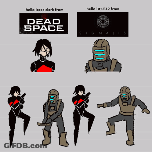 Dead Space Man And Woman In Different Poses GIF