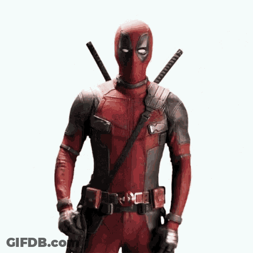 Deadpool Costume Man Holding Gun GIF