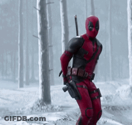 Deadpool Costume Man In Snowy Forest GIF