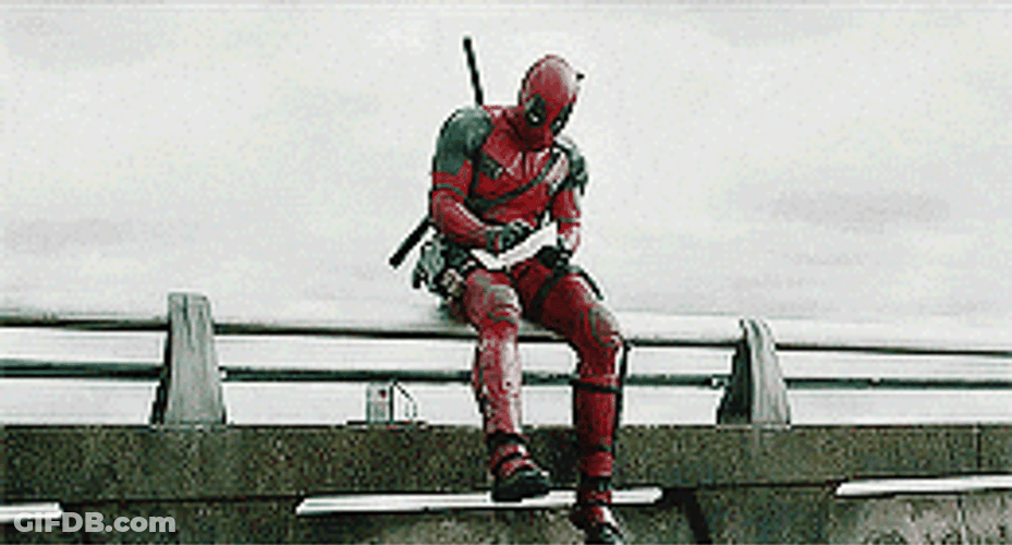 Deadpool Dance While Drawing On Bridge GIF