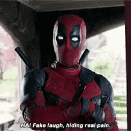 Deadpool Hiding Pain GIF