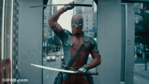 Deadpool Holding Two Swords GIF