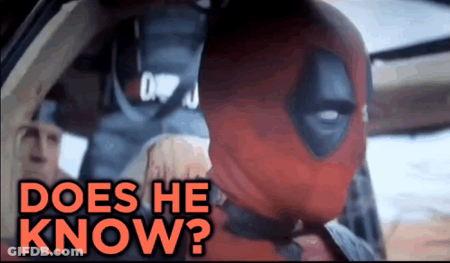 Deadpool In Car Asking Does He Know GIF