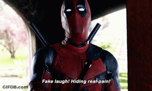 Deadpool Is Standing Under A Bridge And Saying Fake Laugh ! Hiding Really Pain ! GIF