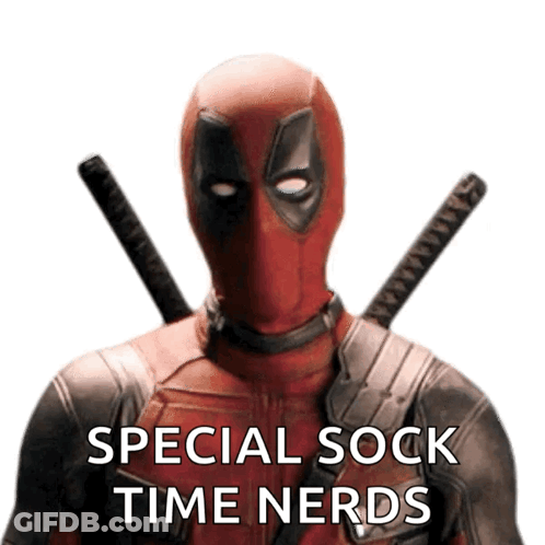 Deadpool Is Wearing A Special Sock Time Nerds Costume GIF