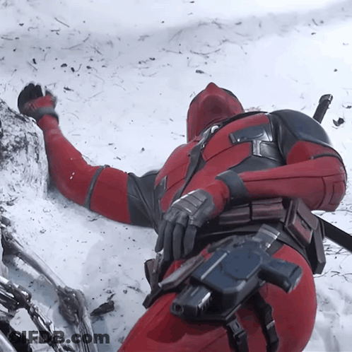 Deadpool Lying In Snow GIF
