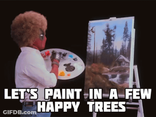 Deadpool Painting Happy Trees GIF