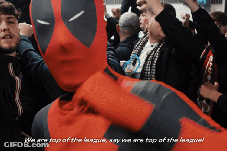 Deadpool With Wrexham Fans GIF