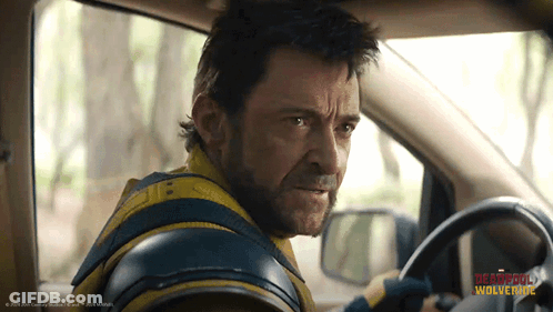 Deadpool Wolverine Costume Driving Vehicle GIF