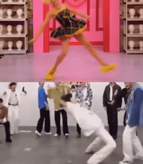 Death Drop Move Dancing Comparison GIF