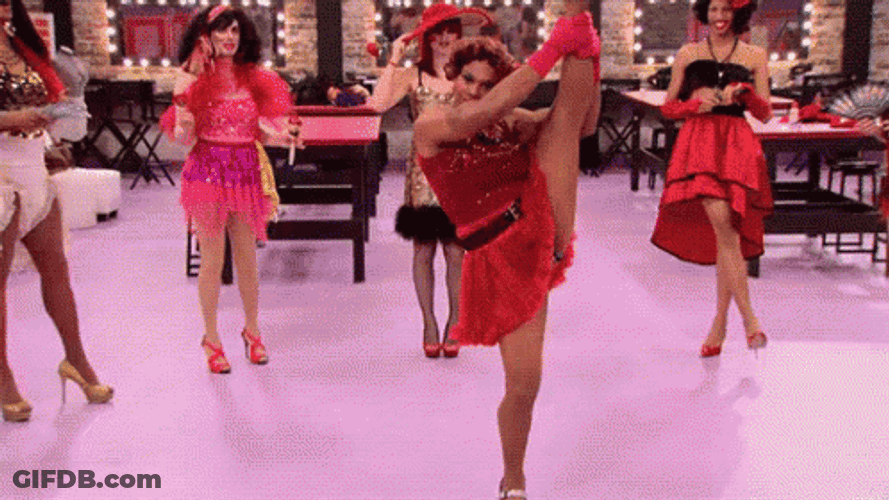 Death Drop Split Red Dress GIF