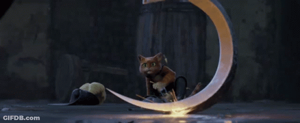 Death Puss In Boots Dragging His Blade GIF