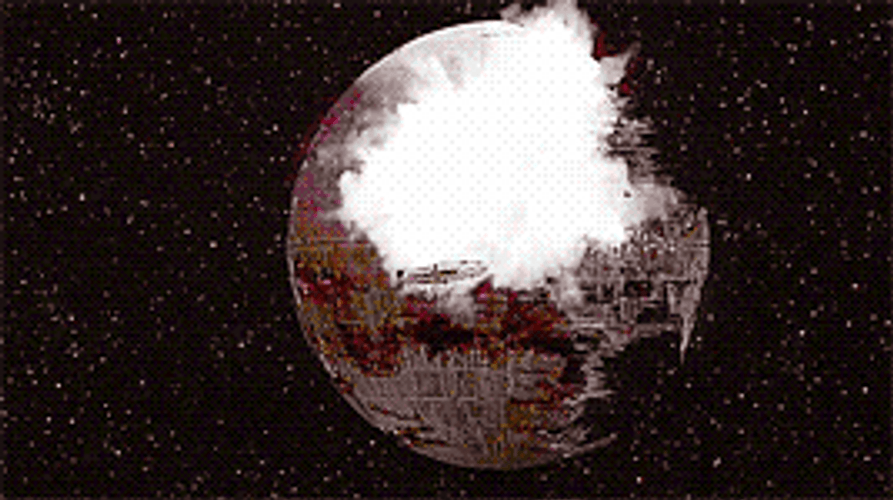 Death Star Blowing Up As Spaceship Leaves GIF