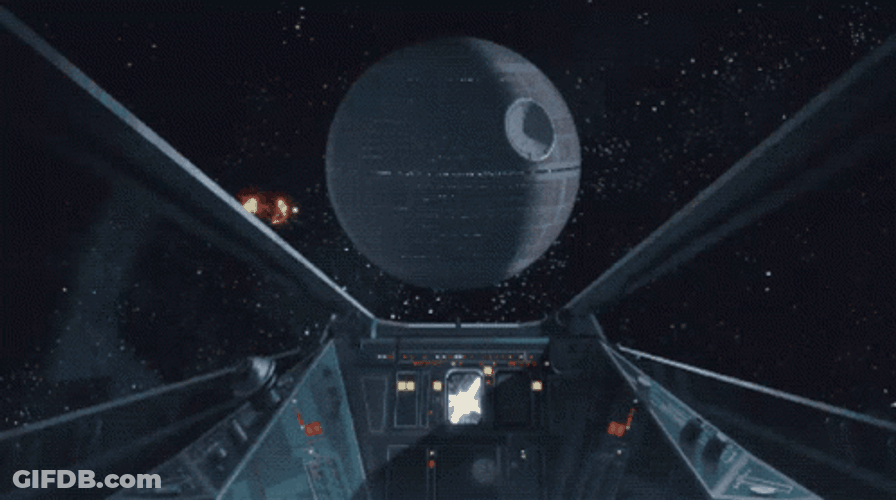 Death Star Featuring Battling Spaceships GIF
