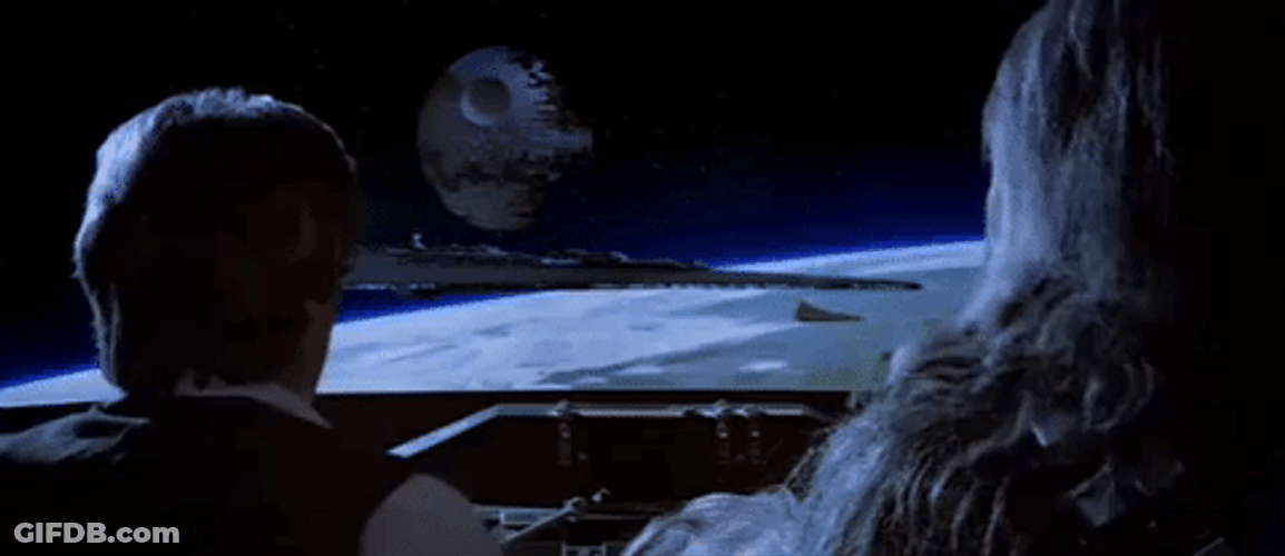 Death Star Seen From Spaceship GIF