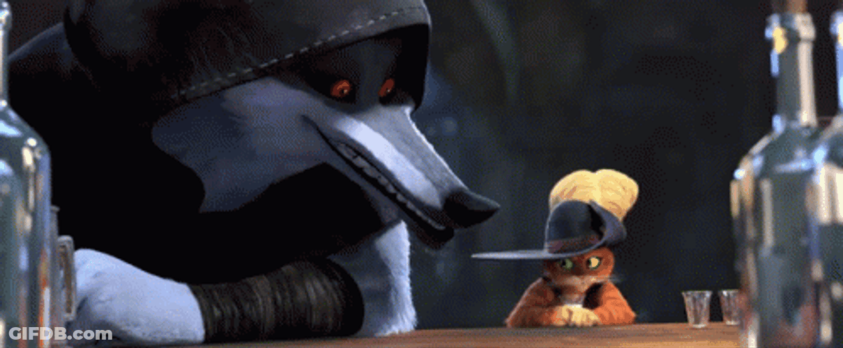 Death Staring At Puss In Boots GIF