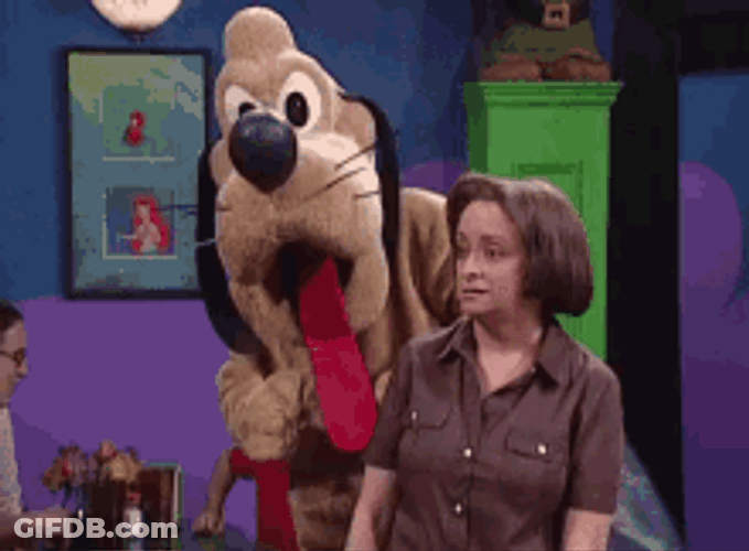 Debbie Downer With Pluto Mascot GIF