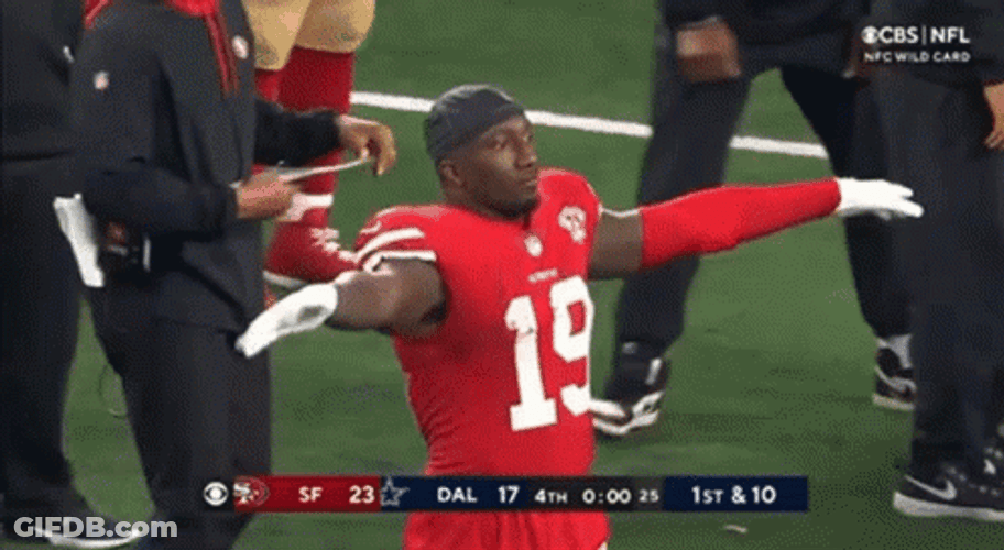 Deebo Samuel Waving Arms GIF