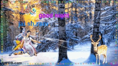 Deer In Snow Good Night Jai Shri Ram GIF