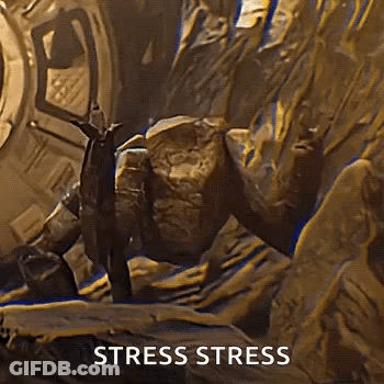 Deer Standing Next To Rock Saying Stress Stress GIF
