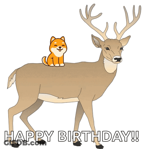 Deer With Dog Happy Birthday GIF
