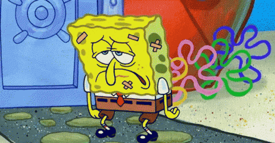 Defeated SpongeBob Frown Face GIF