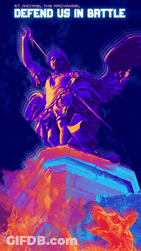 Defend Us In Battle St. Michael Statue GIF