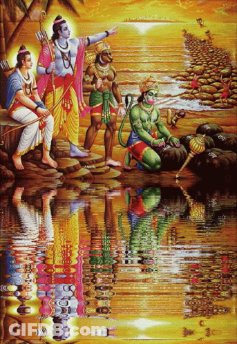 Deities Standing By Water GIF