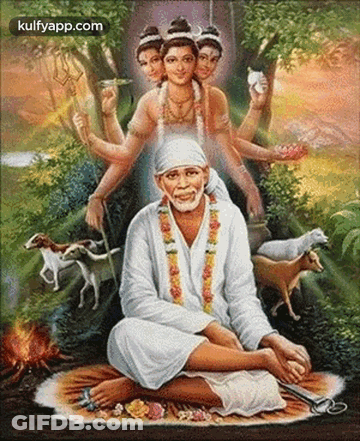 Deity On Pink Flower Surrounded By Pink Flowers GIF