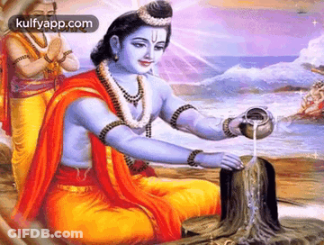 Deity Pouring Water On Tree Stump GIF