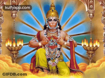 Deity Sitting On Cloud Surrounded By Candles GIF