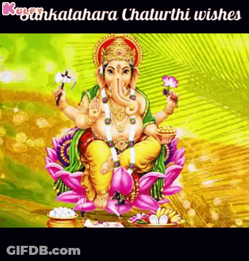 Deity Sitting On Lotus With Flowers GIF