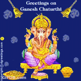 Deity Sitting On Lotus With Flowers GIF