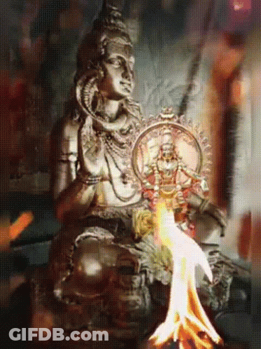 Deity Statue With Fire GIF