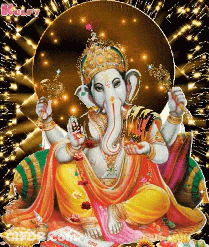Deity With Elephant Head And Crown GIF