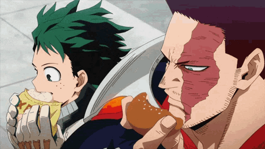 Deku & Endeavor Eating Together GIF