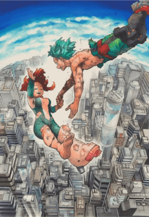 Deku Falling With Uraraka GIF