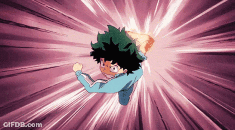 Deku Fighting A Robot Using Detroit Smash GIF