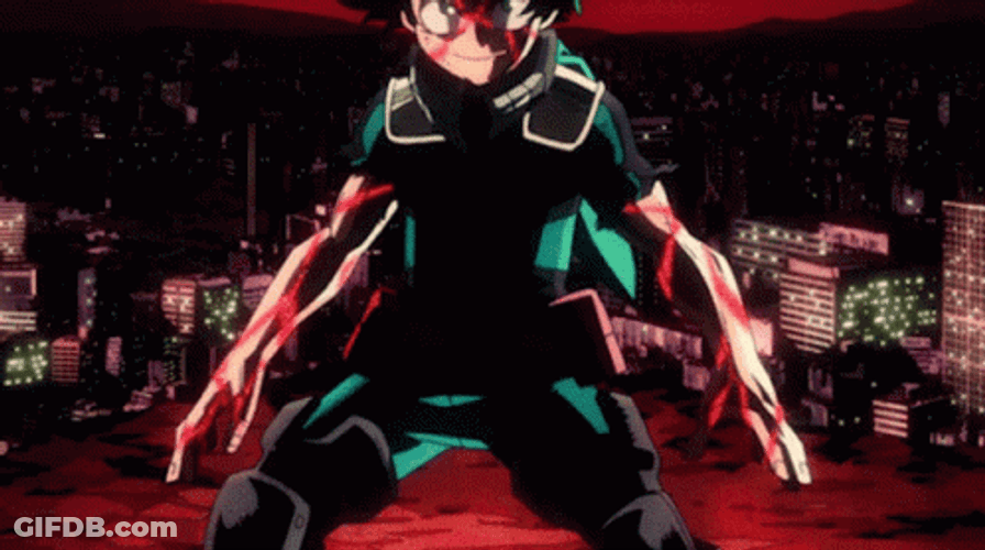 Deku Fighting On Top Of A Building GIF