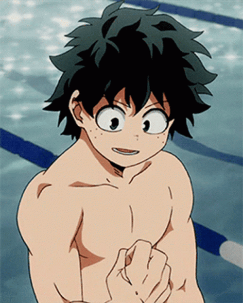Deku Shirtless Muscle Flex GIF