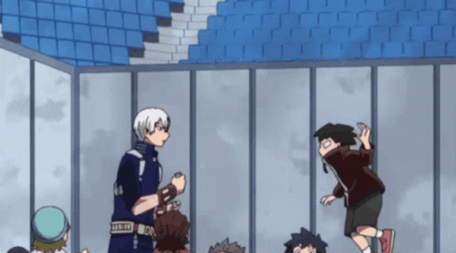 Deku Smashing Todoroki GIF