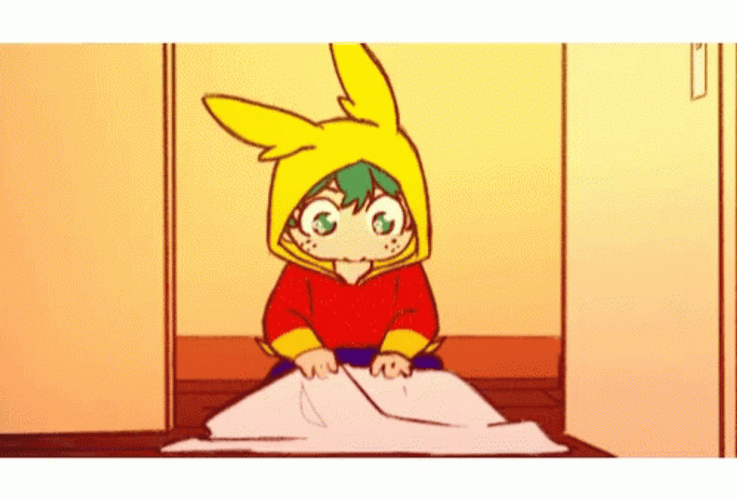 Deku Smiling And Running GIF