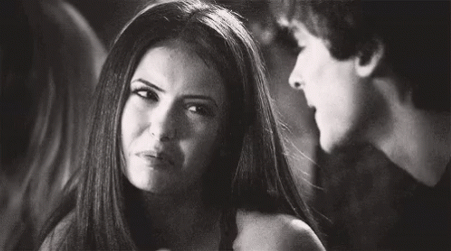 Delena Couple Fun Flirting Sad Face Vampire Diaries GIF