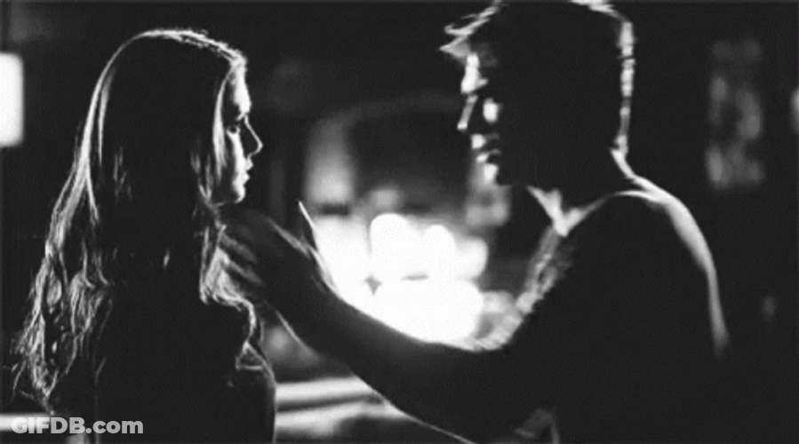 Delena Damon Kissing Elena Romantic Night GIF